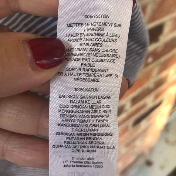 A/X Armani Exchange Men’s slim fit Navy pinstripe shirt with navy trim. - Picture 4 of 7